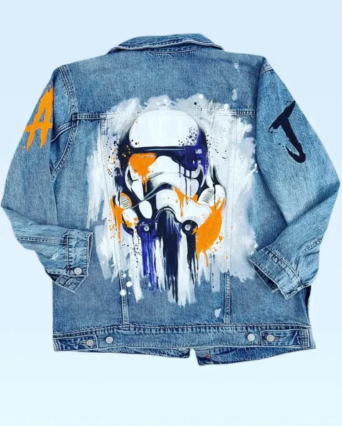 Hand-painted Star Wars Denim Jacket: Custom Pop-art Design