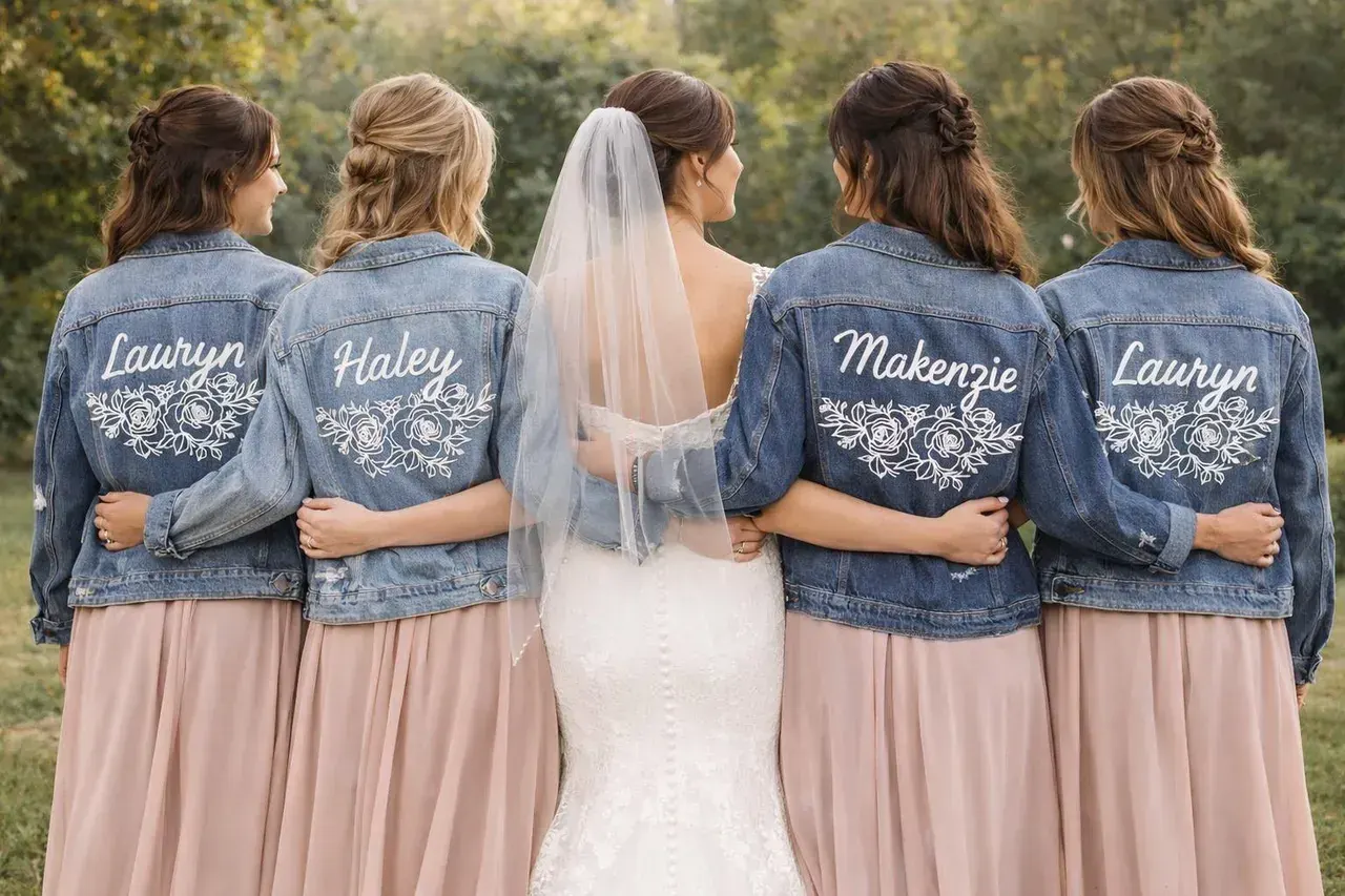Bride Denim Jacket With Custom Logo or Text