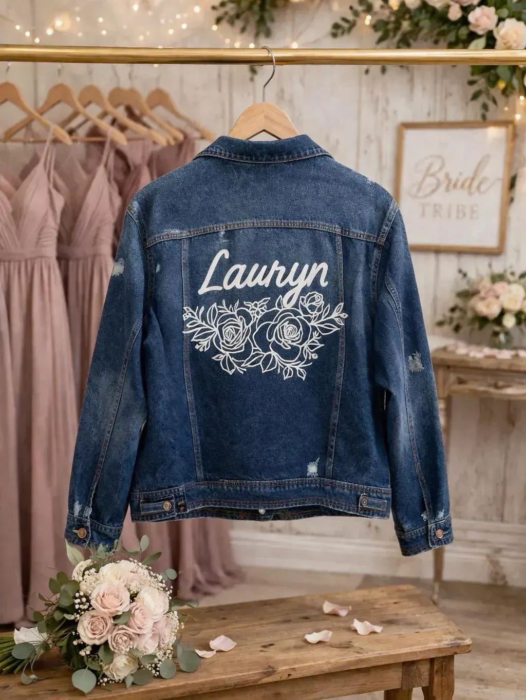 Bride Denim Jacket With Custom Logo or Text