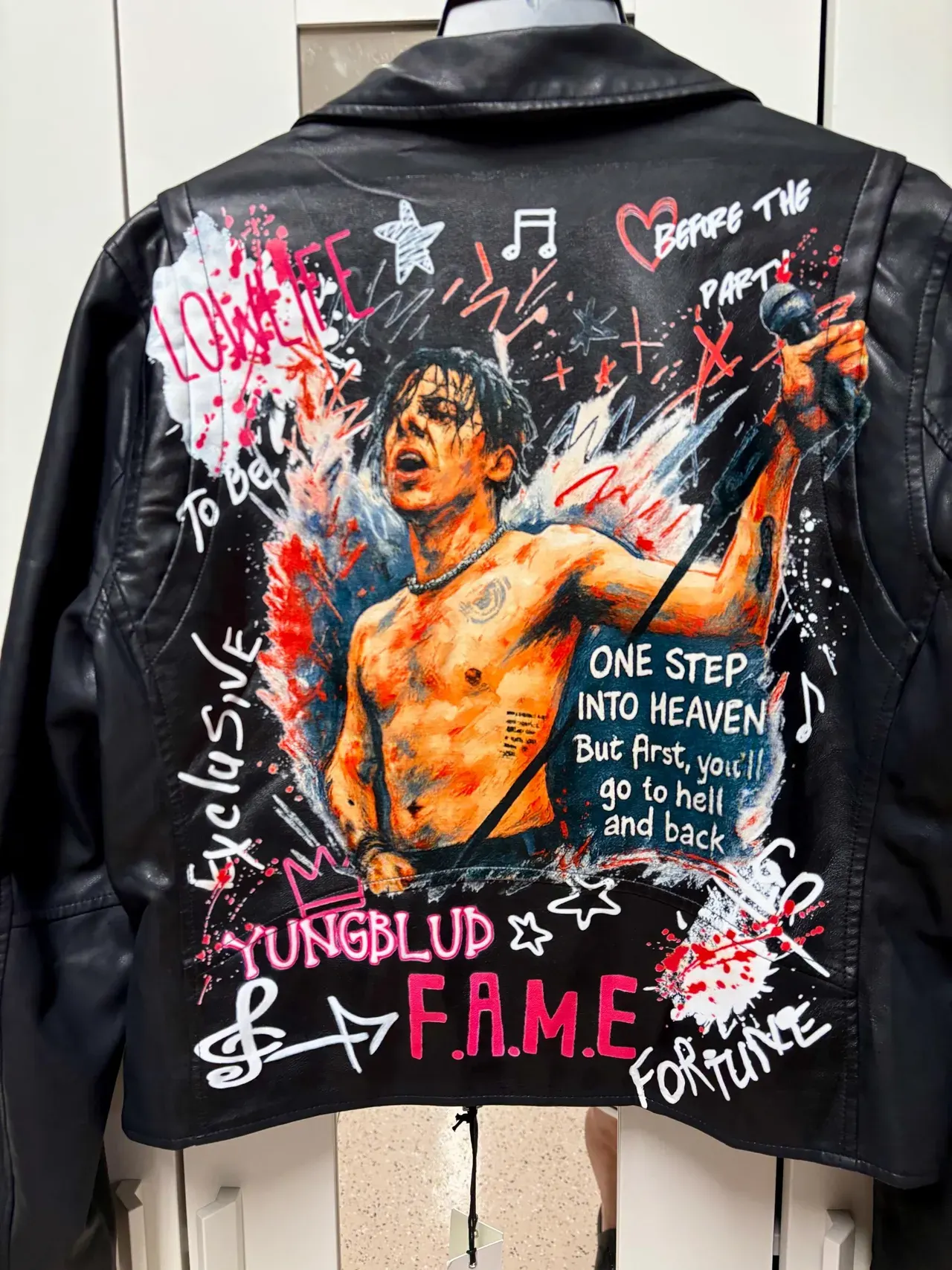 Hand Painted Portrait Leather Jacket